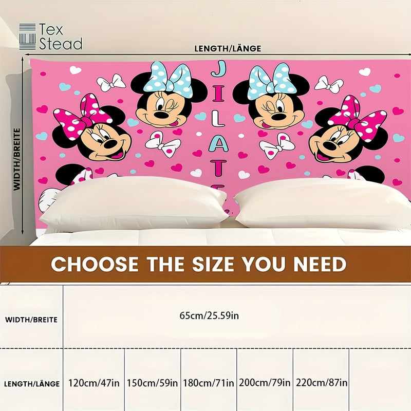 Fundas de Cabecero Suave de Disney Minnie Mouse - Rosa con Lazos Blancos y Corazones, Diseño Divertido de Dibujos Animados para Decoración de Dormitorio, Protege los Cabeceros, Lavables a Máquina