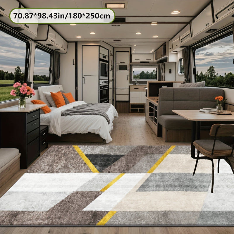 Estampado plano 2D con patrón geométrico exquisito, alfombra decorativa de estilo moderno 1 pieza, picnic, RV, balcón, patio, cubierta, camping, decoración de vacaciones para interiores y exteriores disponibles en múltiples escenas, tamaños múltiples opc