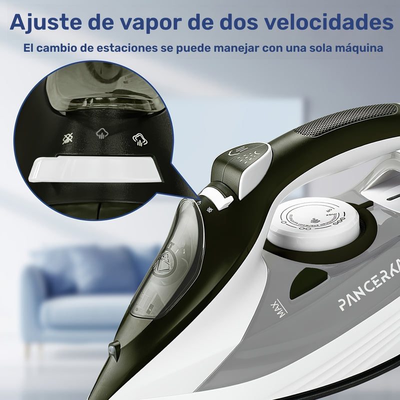 Plancha compacta PANCERKA, potente vaporizador de tela, con placa antiadherente de teflón autolimpiable, vapor inteligente, antigoteo, apagado automático, para ropa, lana, poliéster, seda, lino y nylon