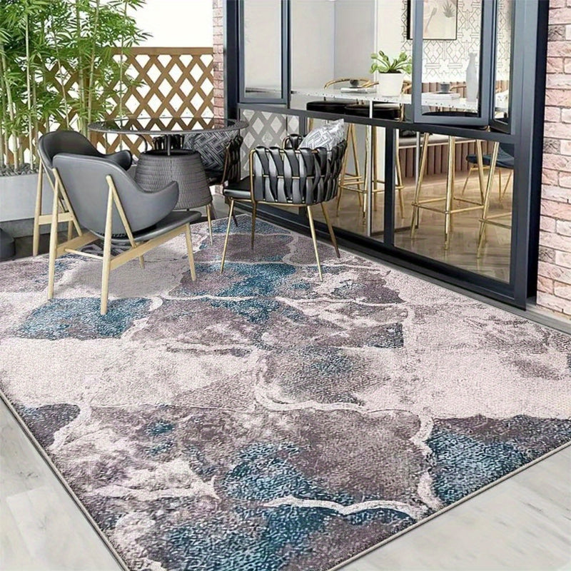Alfombra de Terciopelo/853g/m² Poliéster Floral para Camping al Aire Libre, Bajos Pileas con Opciones de Múltiples Tamaños - Base Antideslizante en Crema Francesa Premium, Lavable a Máquina, Ideal para Decoración de Camping y Comedor