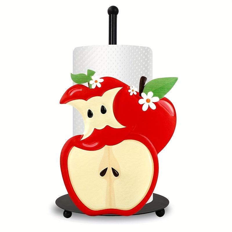 Elegante soporte para servilletas en forma de manzana de metal para cocina y mesa de comedor - Diseño colorido, fácil acceso, ideal para decoración del hogar, decoración de cocina | Diseño juguetón | Construcción metálica resistente