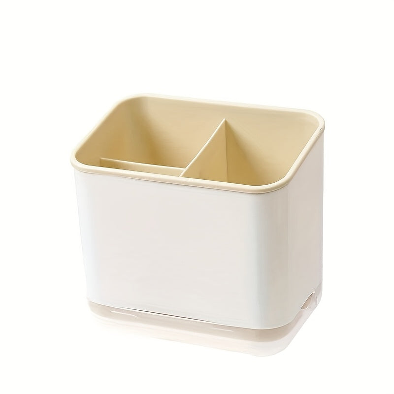 1pc Organizador de Utensilios de Cocina Multifuncional con Drenaje - Portacubiertos de Plástico Duradero, Caja de Almacenamiento Desmontable y Lavable para Palillos, Cucharas, Tenedores, Cuchillos y Más - Caddy de Encimera que Ahorra Espacio