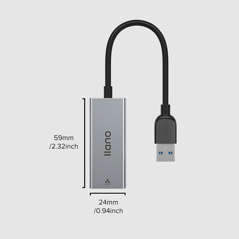 Adaptador Ethernet USB 3.0 de LLANO con Hub USB y Puerto Gigabit Ethernet de 1000Mbps para Computadora, Portátil o Escritorio
