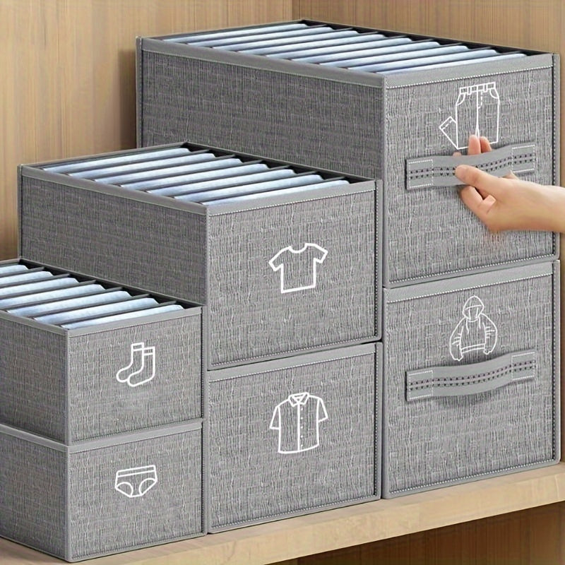 Organizador de Ropa Plegable que Ahorra Espacio con 7/9 Compartimentos - Caja de Almacenamiento de Lona Duradera para Pantalones, Jeans y Suéteres - Ventana de Malla Transparente para Acceso Fácil