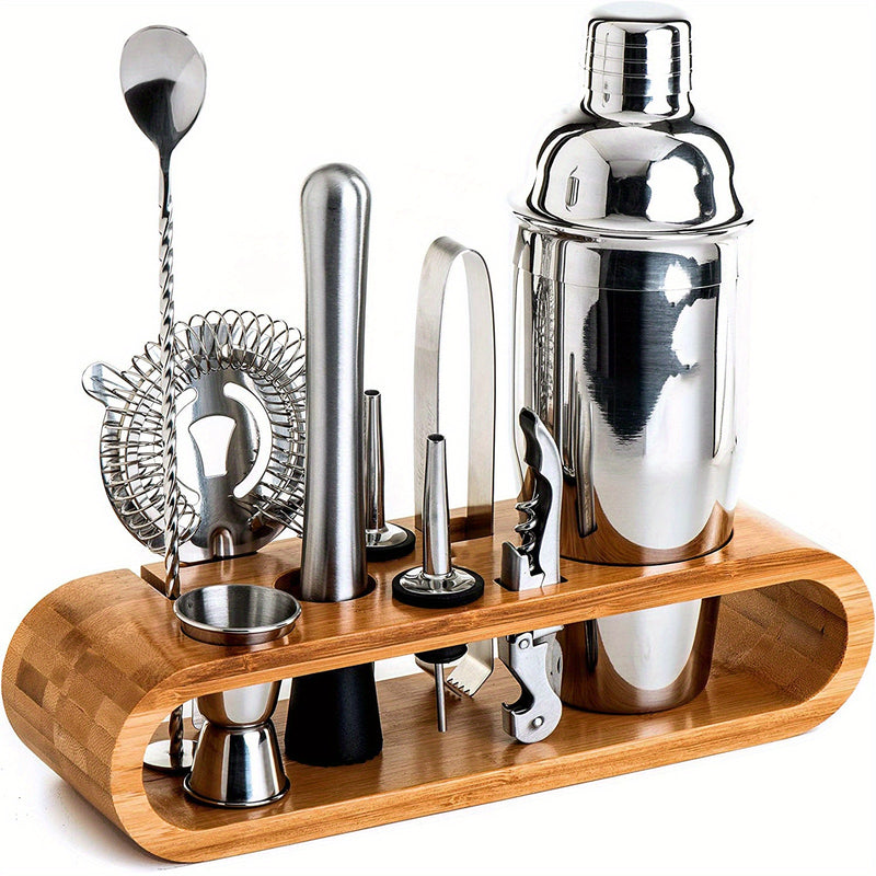 Kit de mixología para bartender: Juego de 10 herramientas para bar con elegante soporte de bambú, ideal para preparar cócteles en casa y set para martinis, regalo perfecto para casa nueva