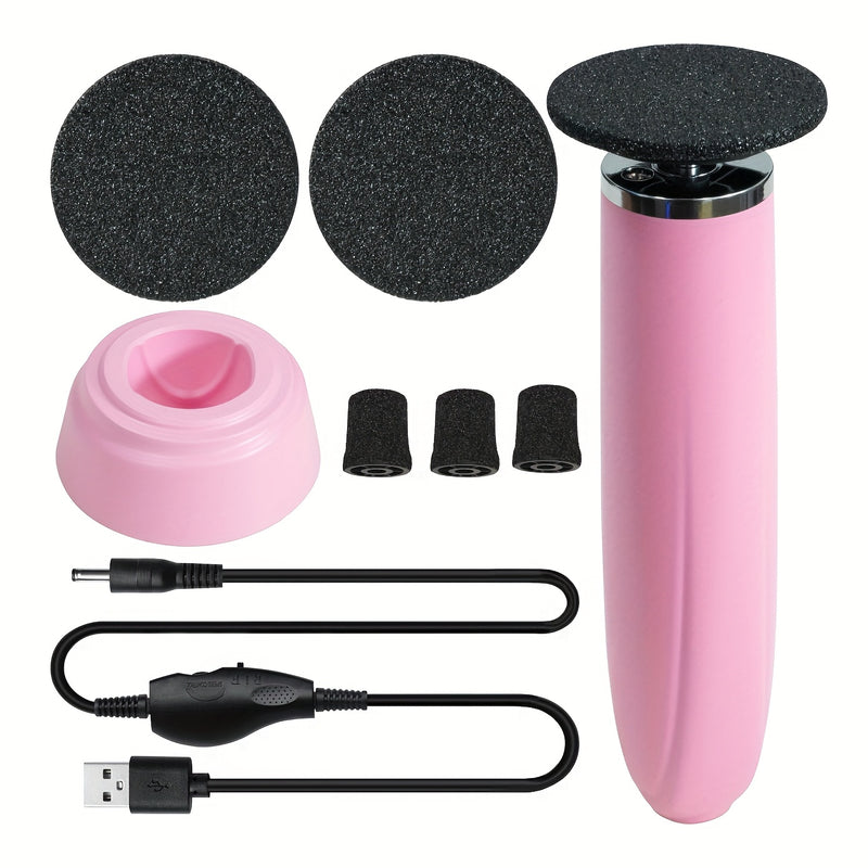 Exfoliador Eléctrico de Pies Compacto con USB - Eliminador de Cutículas Beige Suave para Uso en Casa y Salones de Belleza