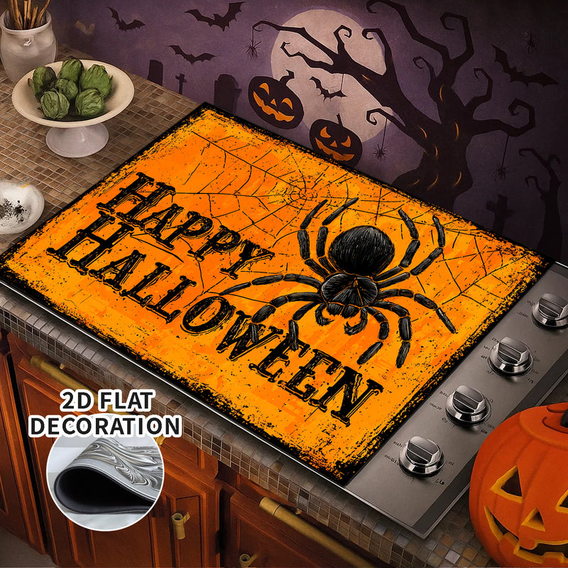 Tapete Protector de Estufa Integrado 2D Plano - Cubierta para Cocina con Forro de Goma, Decoración de Halloween, Ideal para Cualquier Cocina, 1 Unidad, Diseño 2D Plano