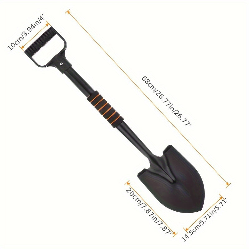 Paleta Multifuncional Plegable para Camping - Mango en Forma de D, 68 cm, Construcción Metálica Duradera, Ligera y Portátil para Senderismo, Supervivencia y Jardinería - y Amarillo, Equipo de Campamento, Esencial para Excursionistas, Diseño Compacto, Her