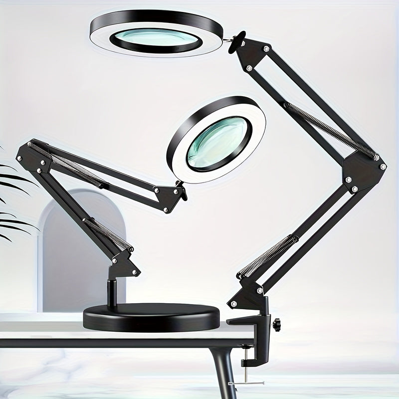1pc Lupa LED de 10x, Diámetro de 9cm con Brillo Ajustable y Modos de Luz, Incluye Soporte y Base, Ideal para Lectura, Manualidades, Reparaciones, etc