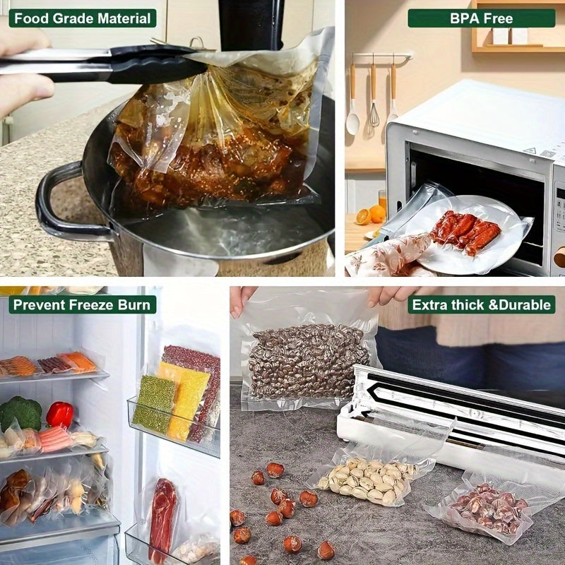 1 rollo, bolsas de sellado al vacío profesional Agashe, superficie de textura avanzada, eliminación eficiente del aire, sello a prueba de fugas, para almacenamiento de alimentos a granel, preparación de comidas, cocción lenta, compatible con la mayoría d