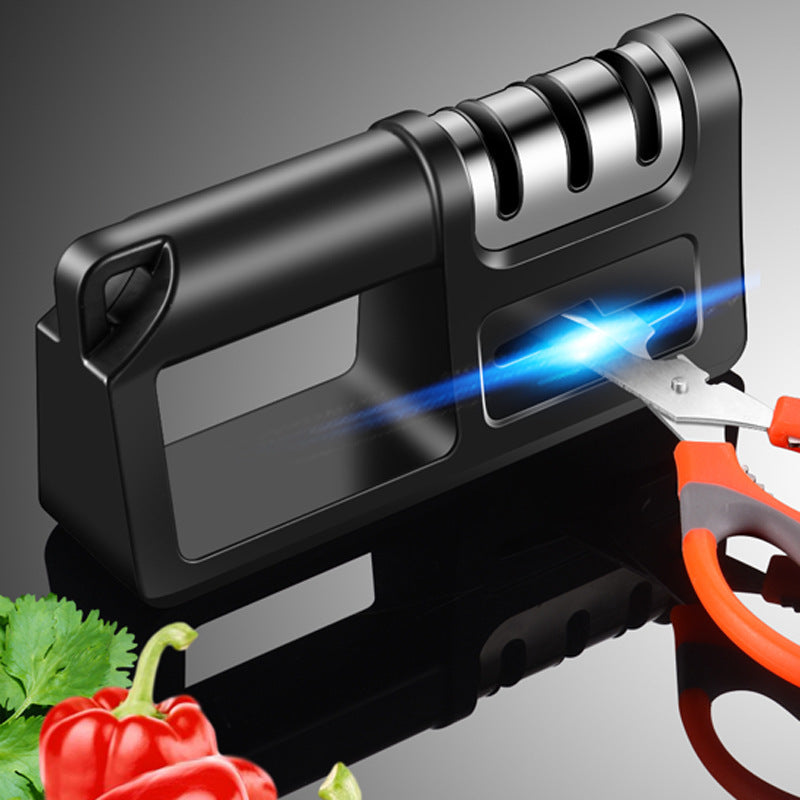 AFILADOR DE COCINA SHARPNESS 4-en-1 - Sistema de Afilado Multietapa con Piedra de Diamante, Mango Ergonómico y Ángulo Ajustable para un Afilado Óptimo, Largo de 19.0 cm, Alto de 9.5 cm