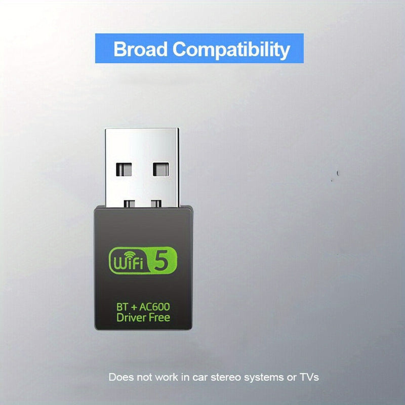 Adaptador WiFi inalámbrico USB de doble banda 600Mbps, receptor externo de red inalámbrica 2.4/5Ghz, mini dongle WiFi para PC/laptop/escritorio