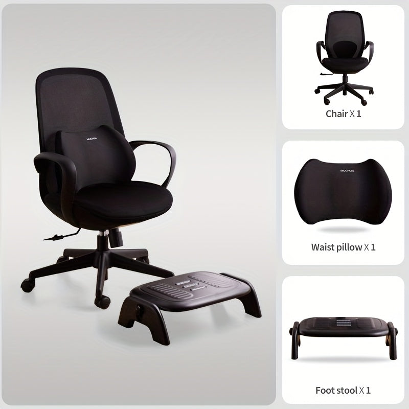 Silla de oficina con asiento transpirable, diseño ergonómico, inspirado en formas de conchas, con un aspecto elegante y suave.