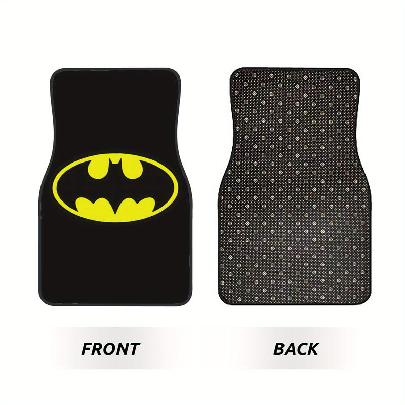 4 piezas de tapetes para auto de DC Batman de Warner Bros. - Antideslizantes, ajuste flexible para sedanes, camionetas, SUVs y vans - Protección interior elegante y mayor comodidad al conducir, diseño divertido, superficie antideslizante, vehículos famil