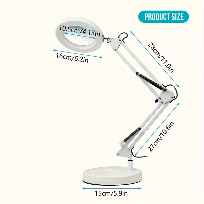 1pc Lupa LED de 10x, Diámetro de 9cm con Brillo Ajustable y Modos de Luz, Incluye Soporte y Base, Ideal para Lectura, Manualidades, Reparaciones, etc
