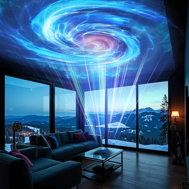 2pcs/1pc Proyector Aurora Torbellino Ola del Mar Cielo Estrellado Agujero RGB | Luz de Ambiente USB para Techo | Lámpara Galaxia Nocturna | Luz LED Giratoria Cambiante con Sonido para Fiestas, Salas y Dormitorios - Regalo Perfecto de Navidad