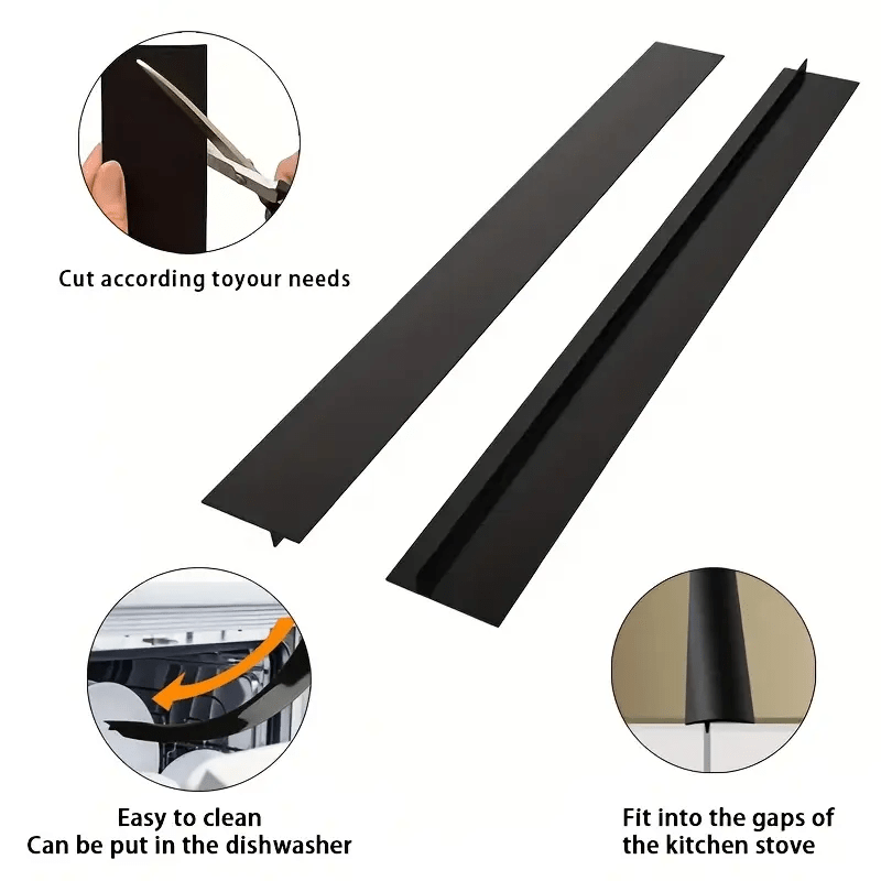 2-Pack Cubiertas de Silicona para Huecos de Estufa, 21 Pulgadas - Relleno de Sellado de Horno Impermeable para Encimeras y Estufas, Accesorios de Cocina Versátiles, No Requiere Batería