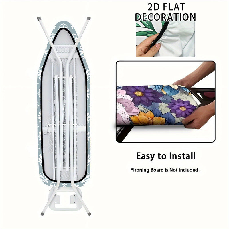 Funda para tabla de planchar, decoración plana 2D con borde elástico - diseño azul, tamaño estándar, ideal para lavandería en casa, regalo perfecto para amantes de manualidades, accesorios para lavandería, 1 unidad (sin tabla incluida), diseño plano 2D