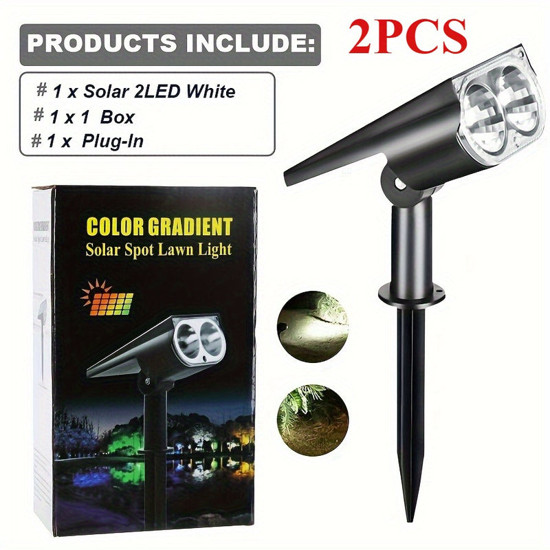 2 Piezas de Luces Solares LED Duales con Cambio de Color, Focos para Jardín, Pared y Senderos con Enchufe Solar