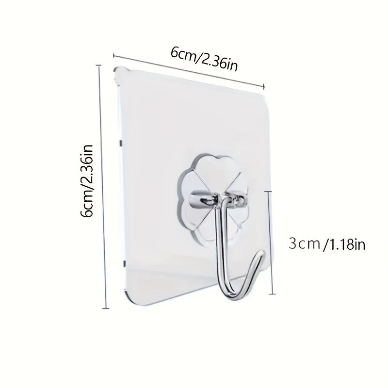 10 ganchos adhesivos multifuncionales de acero inoxidable transparente para cocina, puerta de baño y pared, organizador de llaves, ganchos utilitarios