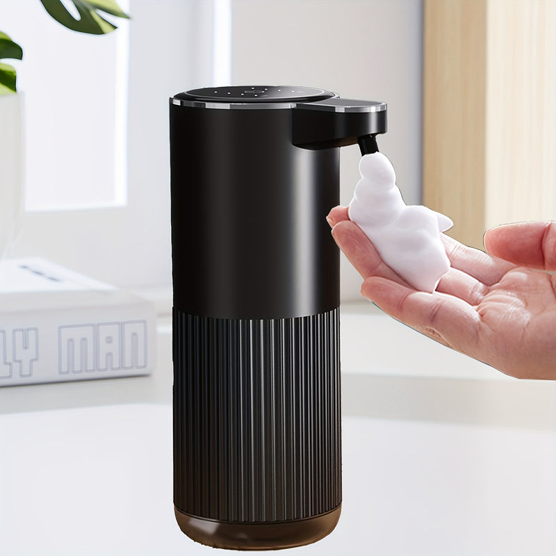 Dispensador de jabón sin contacto, dispensador automático de jabón, dispensador de jabón de pared para baño con carga rápida USB y pantalla de energía, 4 configuraciones ajustables, capacidad de 12.85 oz