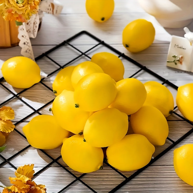 6/12pcs, Limón Artificial 3inch, Simulación Limón Amarillo Artificial Limón Falso, Simulación Fruta Decoración de Tienda, Decoración de Frutas y Verduras, Adorno de Plato de Frutas, Decoración de Cocina Restaurante Mesa Armario Fiesta