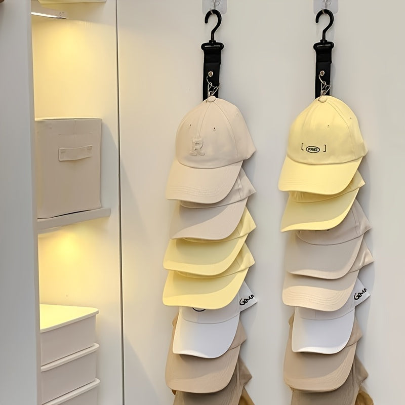 Perchero de acero inoxidable con 8 ganchos - capacidad para 16 gorras de béisbol - almacenamiento no eléctrico versátil y adecuado para el hogar, armario o decoración, ideal para verano