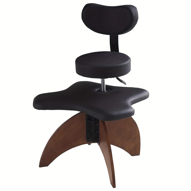 Silla de meditación ajustable de 1 pieza con piernas cruzadas - Silla de oficina ergonómica con cojín de esponja, marco de metal, negro/blanco - Soporte de postura para el hogar y el espacio de trabajo remoto, silla para escritorio