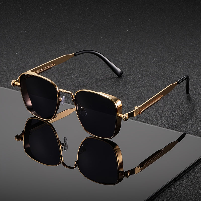 Gafas de moda cuadradas retro steampunk con marco de metal para hombres y mujeres, ideales para eventos, fiestas y festivales