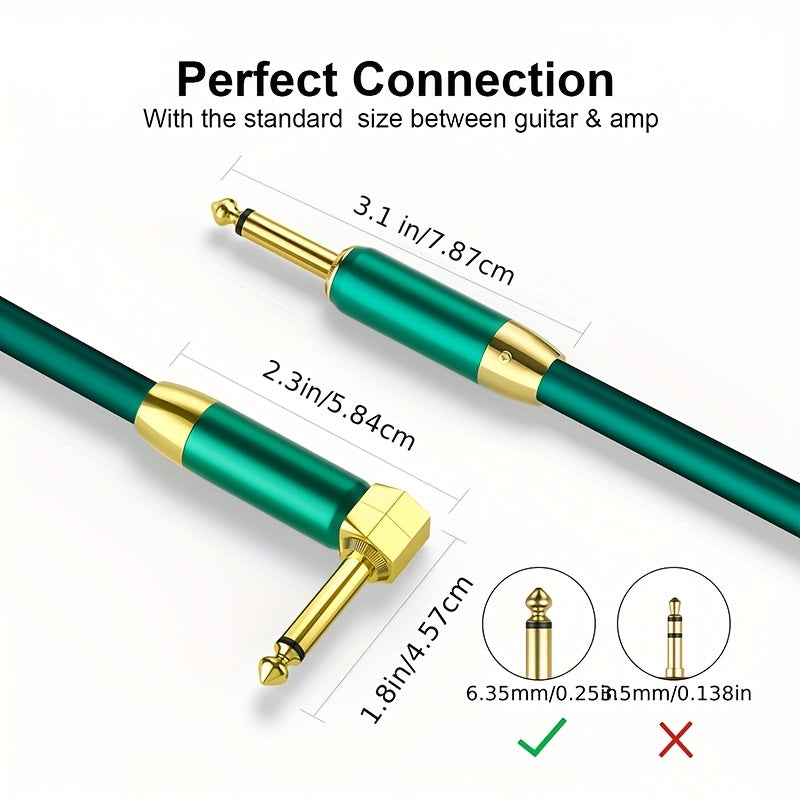 Cable de guitarra 10/20 pies, cable profesional para instrumentos doble blindado 6.35mm recto a recto/derecho a ángulo compatible con amplificador, bajo, teclado, mezclador y ecualizador. Artículo más vendido, temporada de graduación