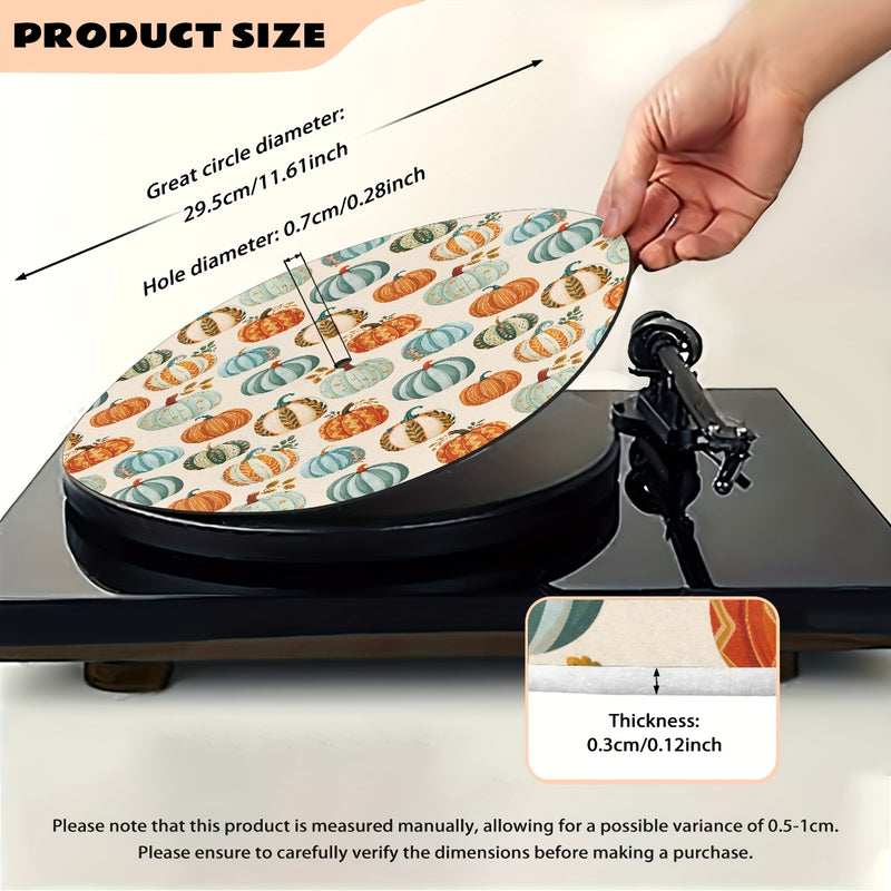 Tapete de música de disco de 12 pulgadas con patrón de calabaza de Acción de Gracias - Vinilo negro, 3 mm de grosor, antiestático, reducción de ruido y polvo, ideal para DJs, karaoke y práctica de música en casa, equipo de músicos