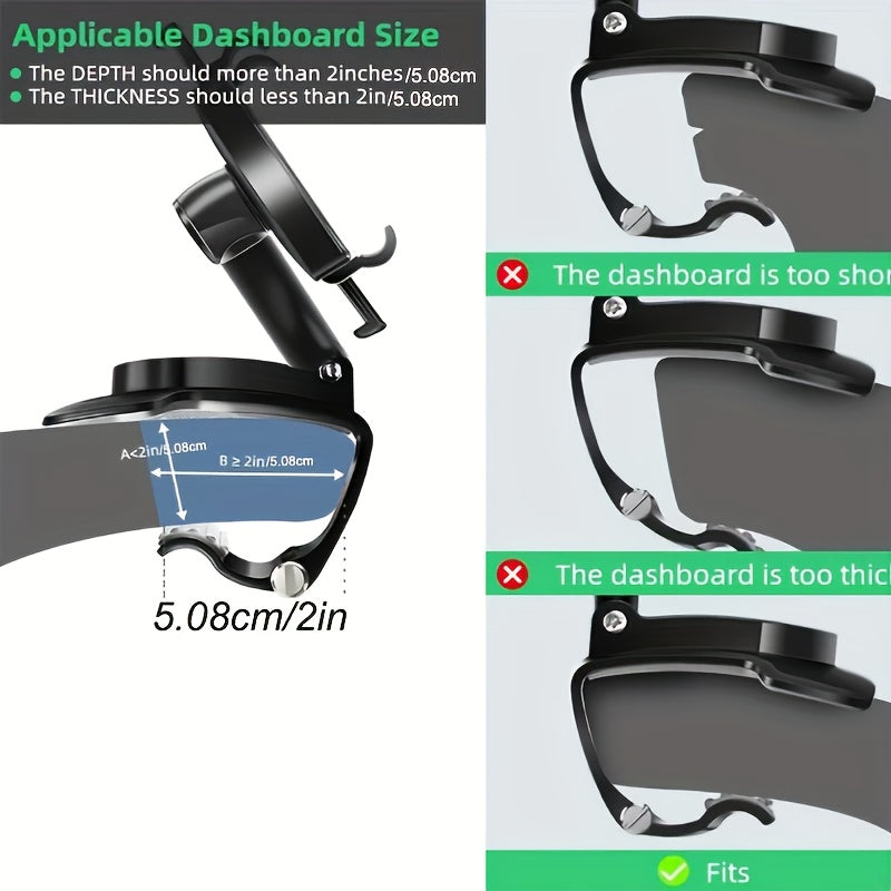 Soporte de teléfono para tablero de instrumentos de coche - Soporte ajustable y seguro, compatible con for iphone/ para for galaxy/ Etc. - Instalación fácil, diseño de conducción segura, material plástico duradero, accesorio para vehículos, accesorio de