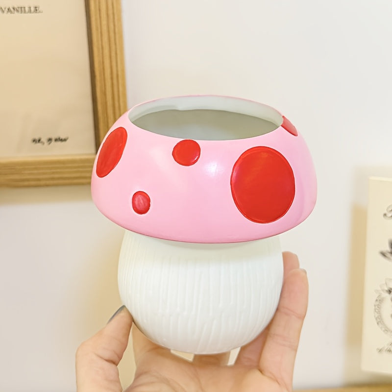 Porta brochas de maquillaje con diseño de hongos, 1 o 2 piezas, organizador con montaje por tensión de poliéster para brochas y accesorios, acabado pulido, almacenamiento independiente, no requiere electricidad, para tocador