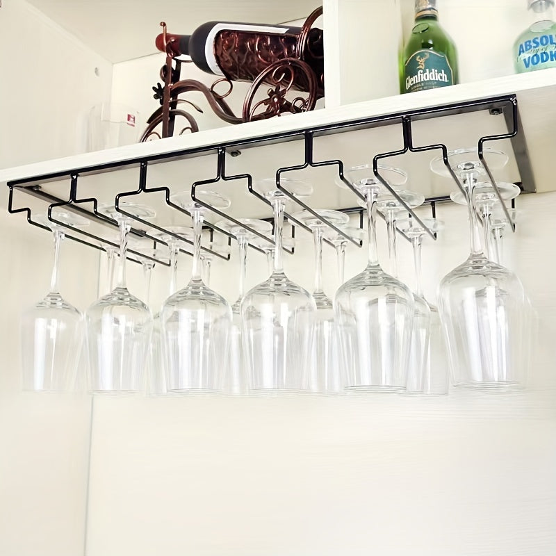 1 soporte para copas, organizador de copas de vino para montar en la pared, soporte para copas debajo del gabinete, ideal para gabinete, cocina, bar y restaurante, organizadores y almacenamiento de cocina, accesorios de cocina