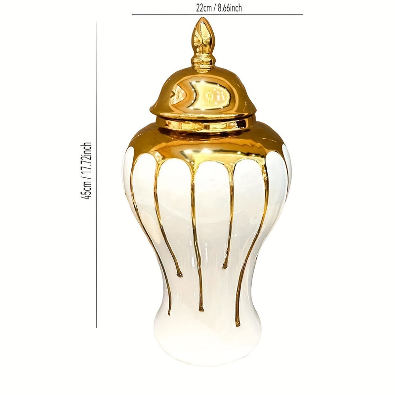 Juego de jarrones cilíndricos de cerámica, acabado blanco y dorado contemporáneo, patrón geométrico, diseño de lujo del Medio Oriente, uso no eléctrico, para decoración del hogar, salón, centros de mesa de bodas
