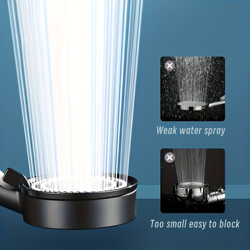 Cabezal de ducha de lujo ajustable en 5 posiciones con aumento de presión, diseño redondo negro montado en pared, acabado cepillado y núcleo de válvula de plástico duradero, para baños modernos y accesorios de ducha, soporte para cabezal de ducha, actual