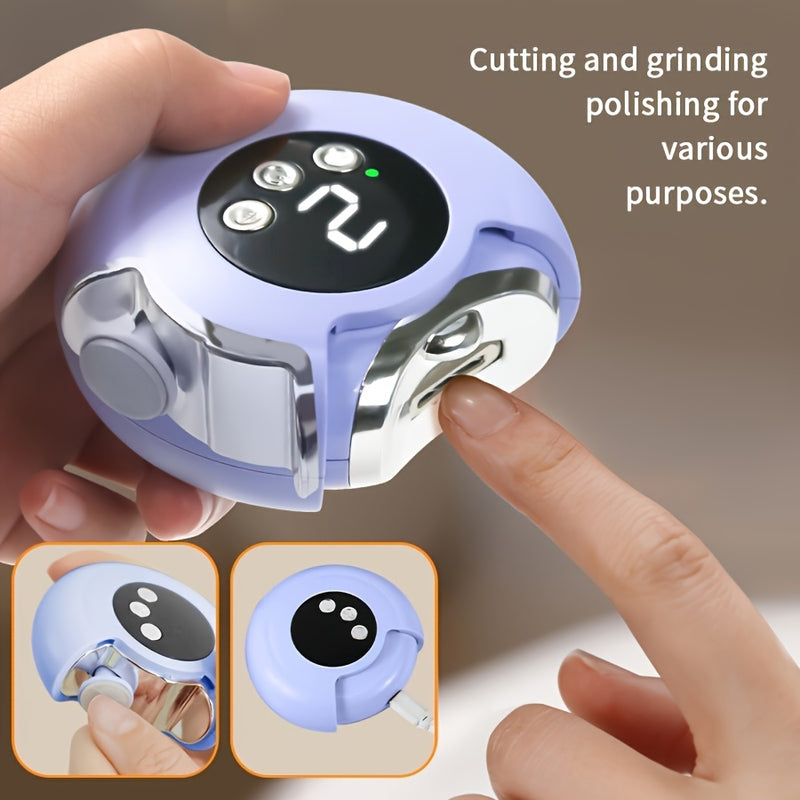 Dos en uno, cortaúñas eléctricas y lima, recargable por USB, ajustable a tres velocidades, con cabeza incorporada, regalo perfecto para uso doméstico, dispositivo de cuidado de uñas | lima de uñas ajustable a velocidad | herramienta de manicura recargabl