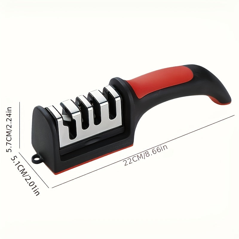 Afilar cuchillos de cocina profesional de 4 etapas, afilador de cuchillos 4 en 1 - Piedras de afilar de acero de tungsteno y cerámica Fácil de colgar, adecuado para varios cuchillos y tijeras