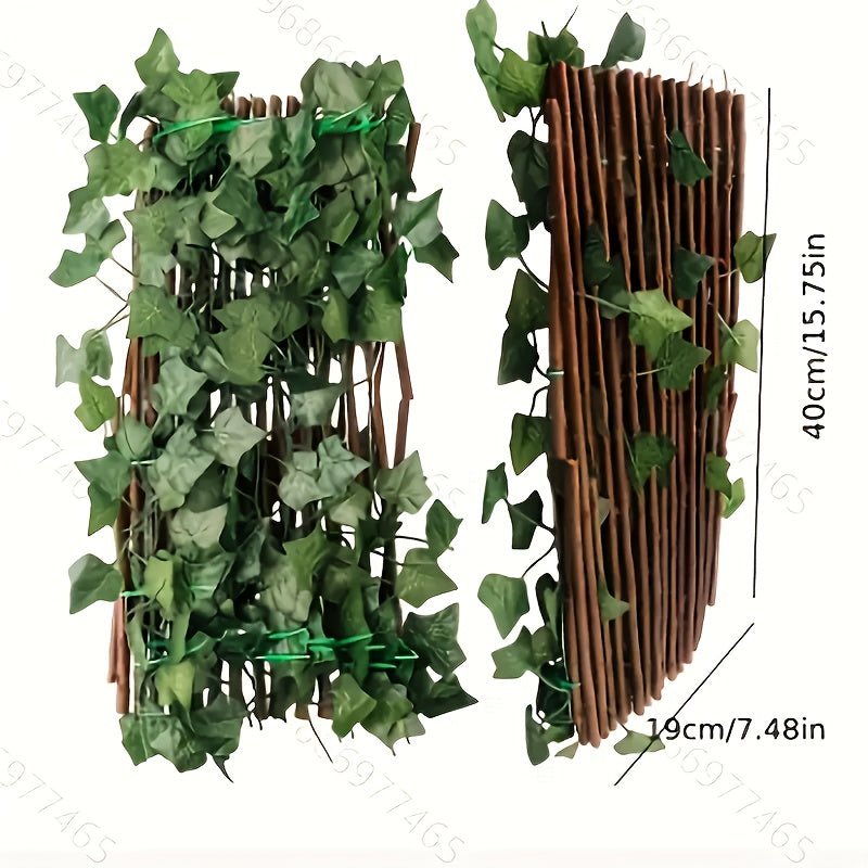 Cerca de privacidad extensible con hojas artificiales de sandía, pantalla ajustable para jardín exterior, pared duradera de seto plástico verde para patio, balcón o alberca, protección solar, barrera contra el viento y pantalla decorativa, cerca decorati
