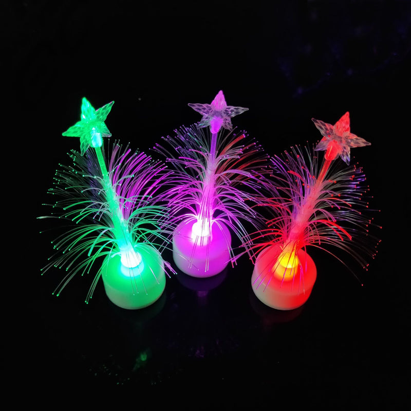 Árbol de Fibra Óptica con Luz Cambiante de Color LED - Árbol de Fibra Óptica Luminoso, 14*3.6cm