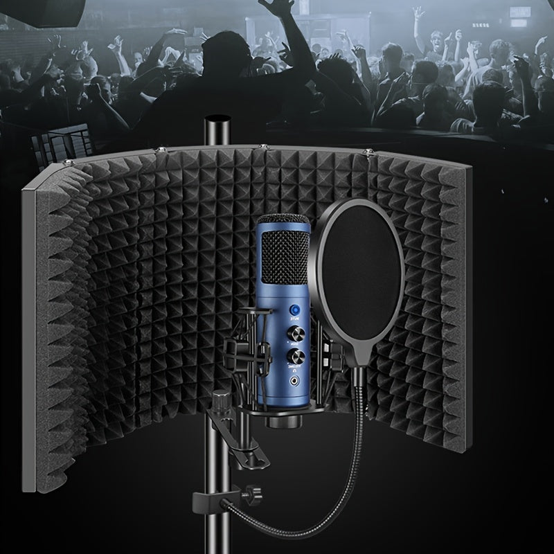 Pantalla de Absorción de Sonido de Espuma de Alta Densidad para Grabación Vocal, Micrófono de Reducción de Ruido con Paneles Acústicos Negros, Compatible con Todos los Micrófonos de Condensador, Equipo de Estudio para Voces Más Claras, Micrófono para Can