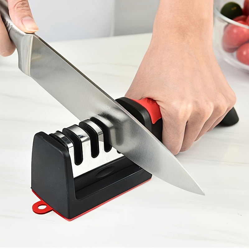 Afilar cuchillos profesional YIIOJUU - Piedra de afilar portátil de cocina ABS con mango ergonómico rojo, diseño compacto para uso en casa y camping al aire libre, regalo de vacaciones para Navidad, Acción de Gracias, Día de la Madre, Día del Padre, afil