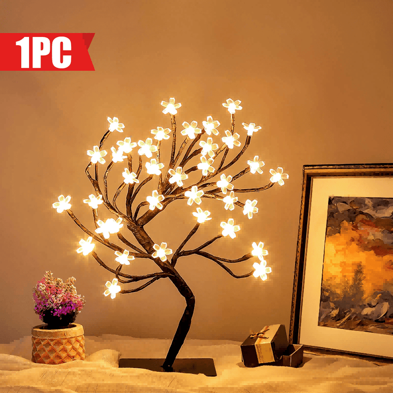 48 Luces LED Árbol Bonsái Sakura - Luz Nocturna con Enchufe USB e Interruptor, Blanco Cálido, Ideal para Navidad, Halloween, Año Nuevo, Bodas, Dormitorio y Decoración Interior