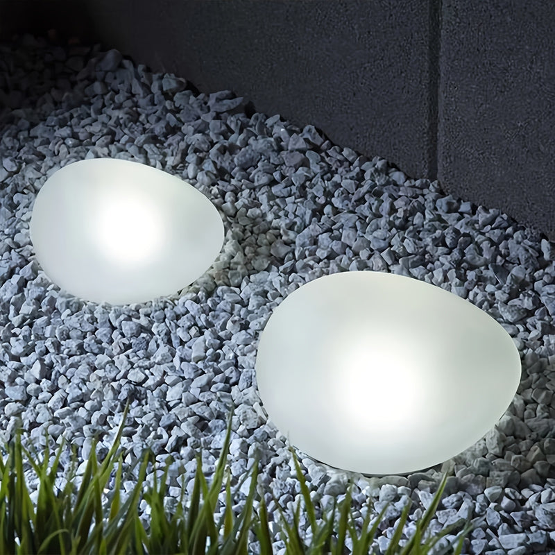 Luces de piedras de 4 LED alimentadas por energía solar, iluminación decorativa para jardines, césped, caminos, piscinas y decoraciones navideñas. (Luz blanca/Luz cálida)