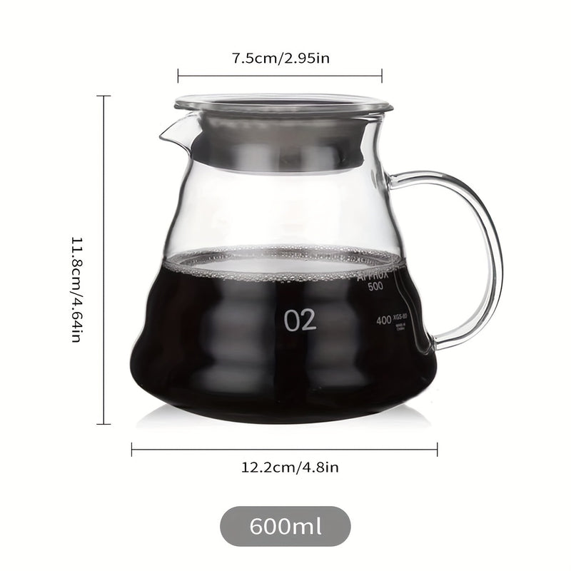 Cafetera de vidrio con capacidad de 360ml/600ml, ideal para uso en cafeterías y hogares.