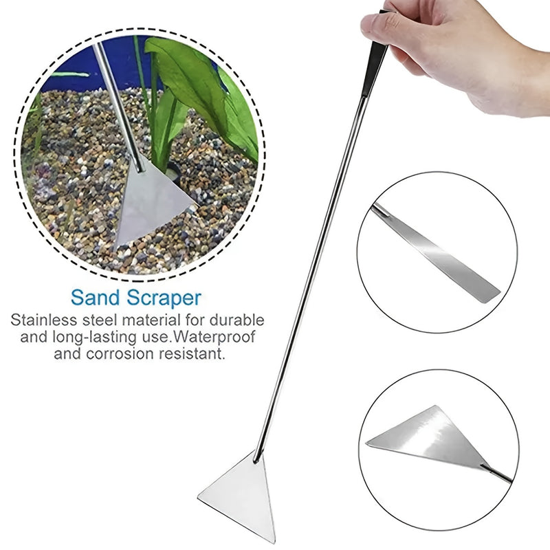 Juego de herramientas de acero inoxidable 3-en-1 para Acuascape, material duradero, operación manual, con cortadora de hierba de mango largo, tijeras y pinzas para acuario