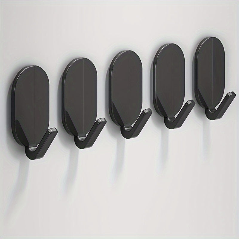 5 ganchos adhesivos resistentes, sin necesidad de taladrar, soporte fuerte para toallas, ropa y accesorios, montaje en pared sin daños, material ABS duradero, ideal para baños y tocadores, organizadores de baño | Accesorio moderno para el hogar | Ganchos