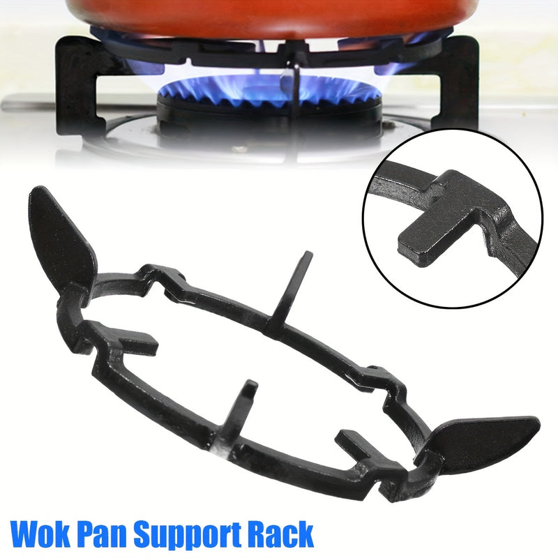 Soporte para Wok de Hierro Fundido - Resistente, Antideslizante, Soporte para Estufas de Gas para Todas las Cocinas y Placas, Negro