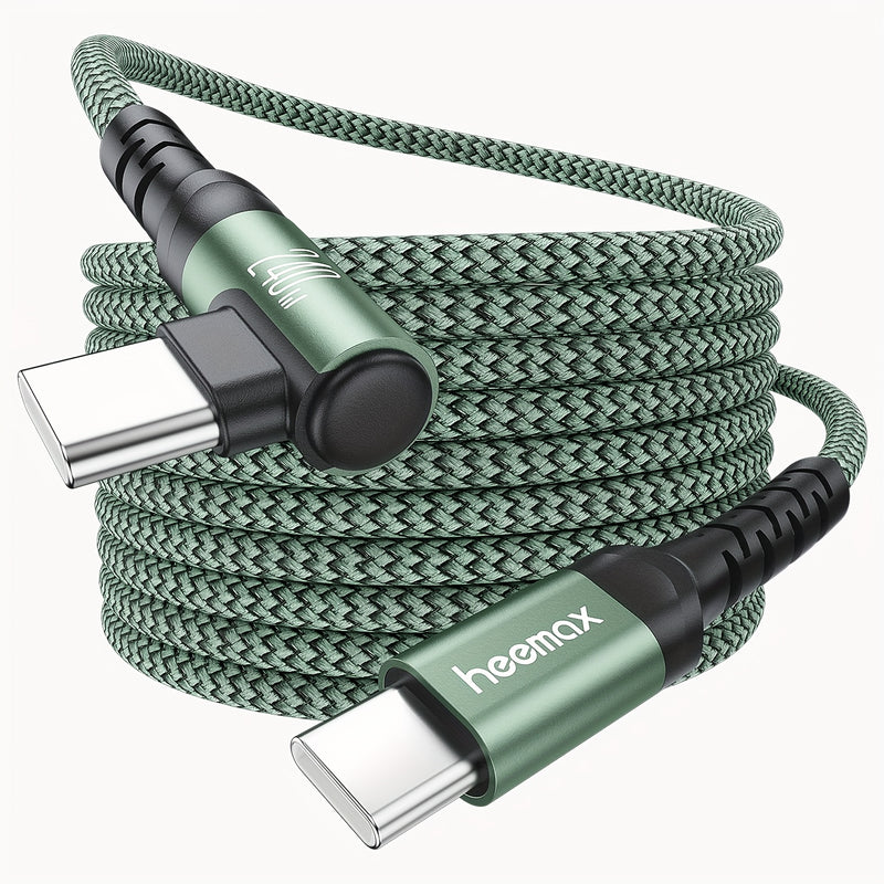 Cable de carga rápida HEEMAX de 240W, con diseño de ángulo recto C a C y USB-C a USB-C, con diseño de 90°, transferencia de datos de alta velocidad, cable trenzado duradero para teléfonos inteligentes y portátiles, cable de carga para teléfono, accesorio