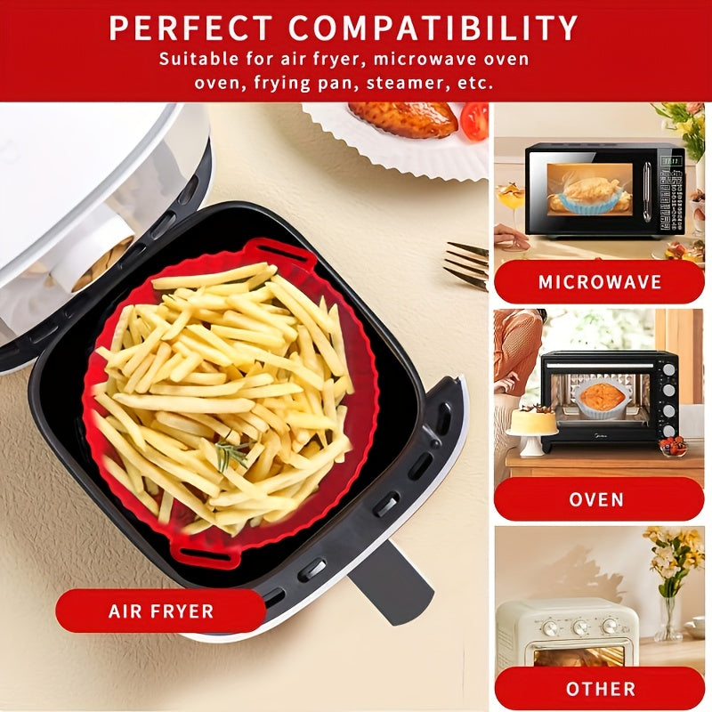 1 pieza de funda de silicona reutilizable para freidor de aire - Antiadherente, apta para alimentos, accesorio versátil para cocinar, compatible con la mayoría de los freidores de aire, ideal para no necesitar energía, accesorios para freidor de aire, fu